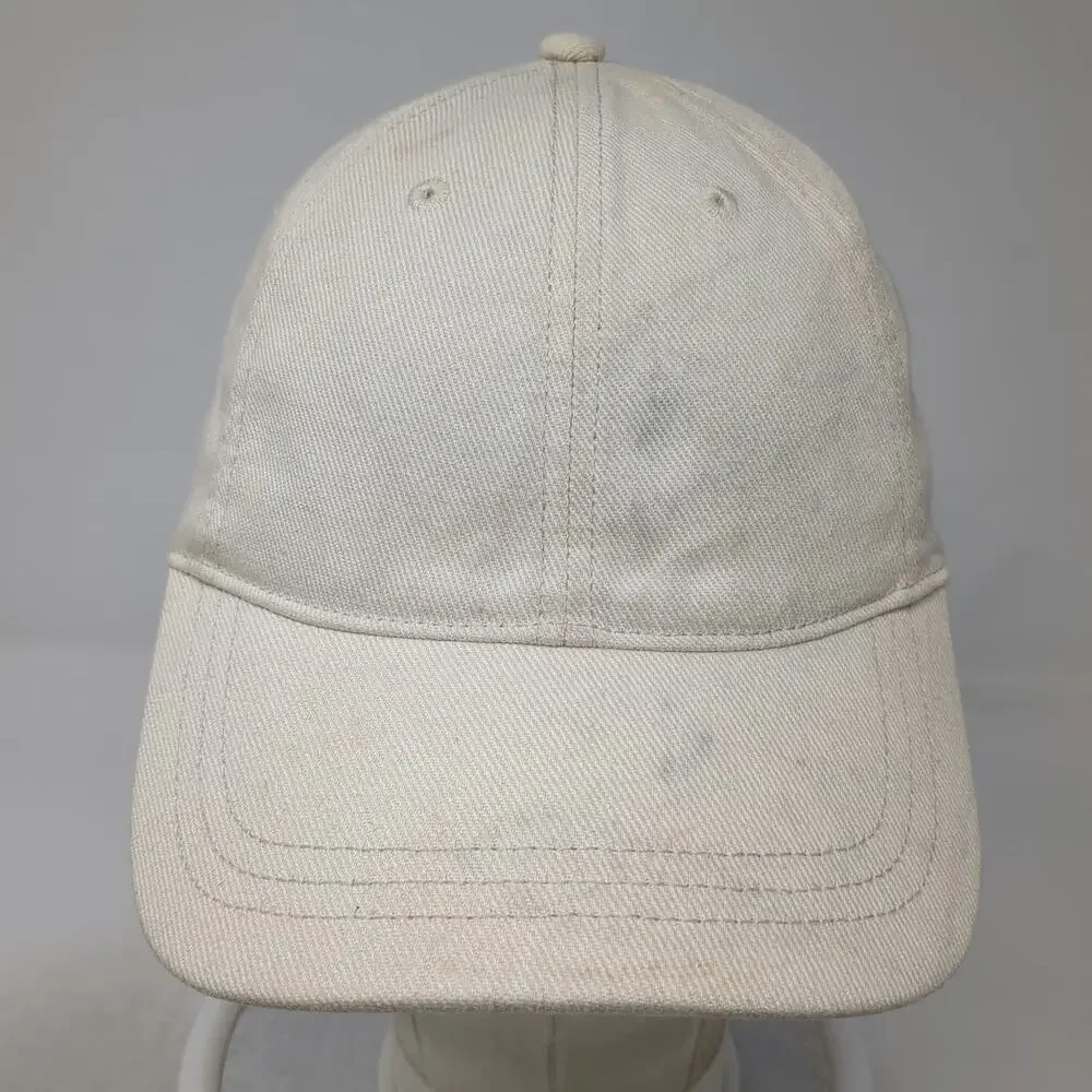 J. Crew Baseball Cap Beige One Size Leather Strapback Brass Buckle Cotton Hat
